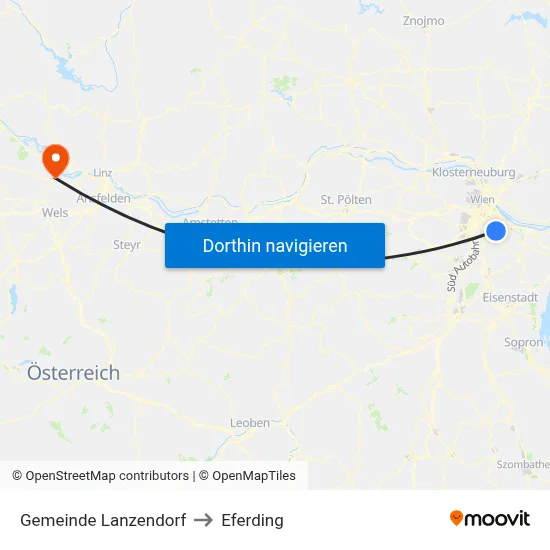 Gemeinde Lanzendorf to Eferding map