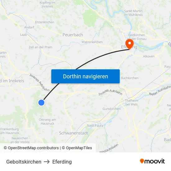 Geboltskirchen to Eferding map