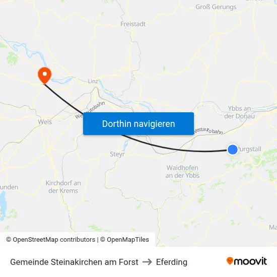 Gemeinde Steinakirchen am Forst to Eferding map