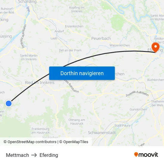 Mettmach to Eferding map