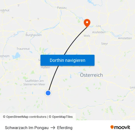 Schwarzach Im Pongau to Eferding map