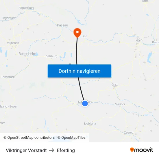 Viktringer Vorstadt to Eferding map