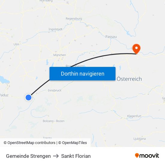 Gemeinde Strengen to Sankt Florian map