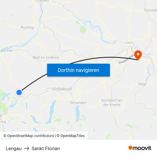 Lengau to Sankt Florian map
