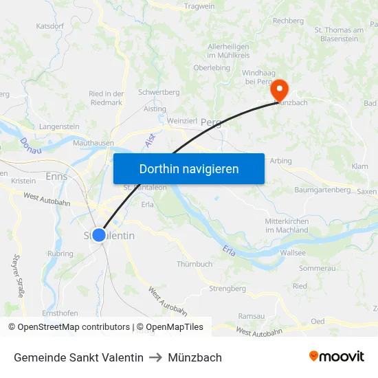 Gemeinde Sankt Valentin to Münzbach map