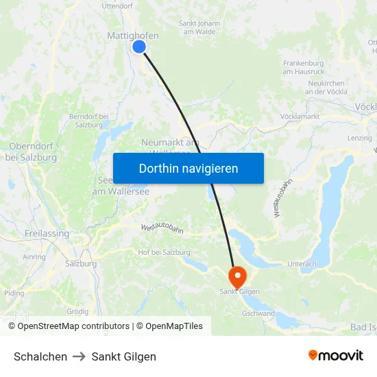 Schalchen to Sankt Gilgen map