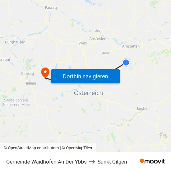 Gemeinde Waidhofen An Der Ybbs to Sankt Gilgen map