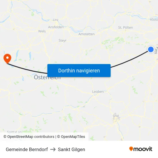Gemeinde Berndorf to Sankt Gilgen map