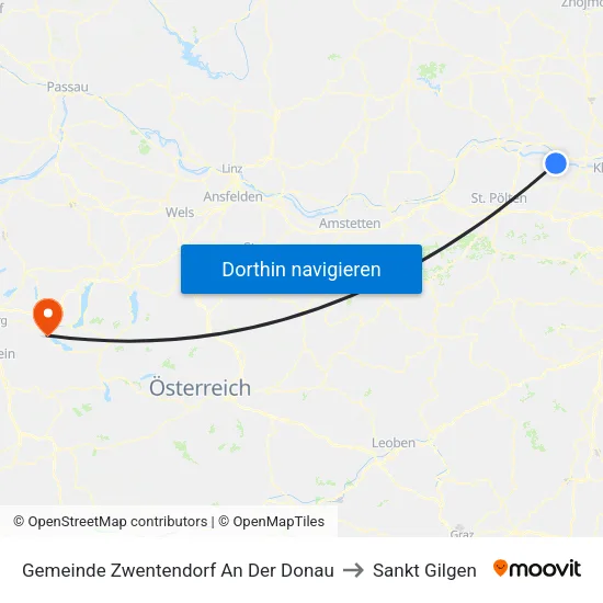 Gemeinde Zwentendorf An Der Donau to Sankt Gilgen map