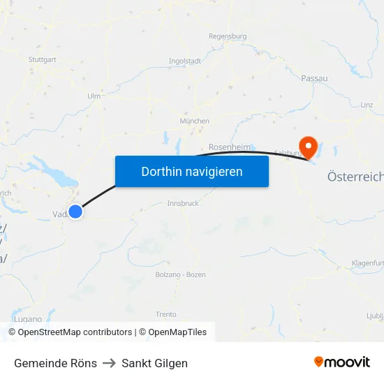 Gemeinde Röns to Sankt Gilgen map
