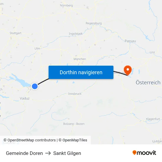 Gemeinde Doren to Sankt Gilgen map