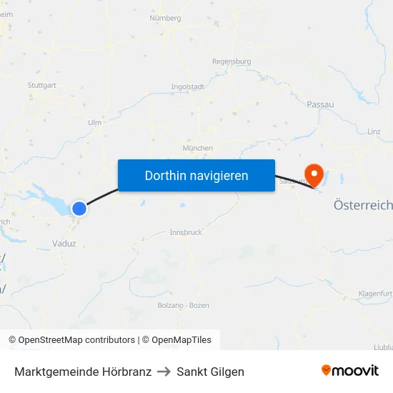 Marktgemeinde Hörbranz to Sankt Gilgen map