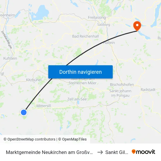 Marktgemeinde Neukirchen am Großvenediger to Sankt Gilgen map