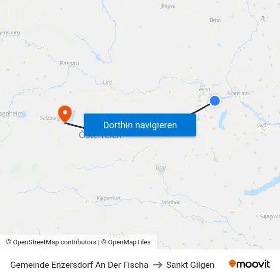 Gemeinde Enzersdorf An Der Fischa to Sankt Gilgen map