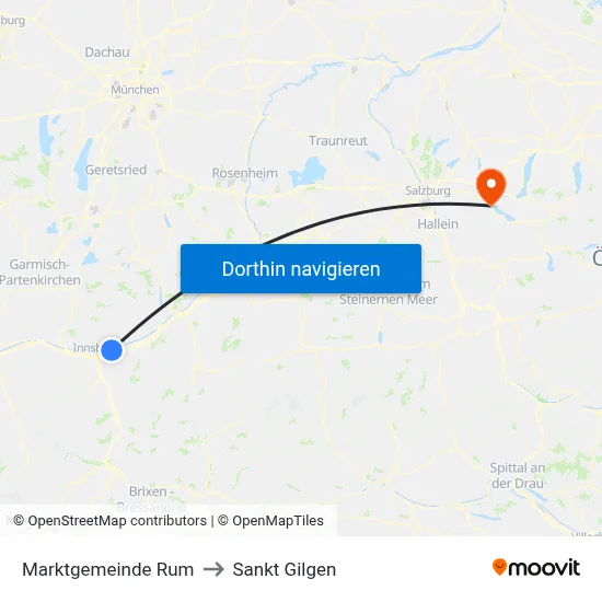 Marktgemeinde Rum to Sankt Gilgen map