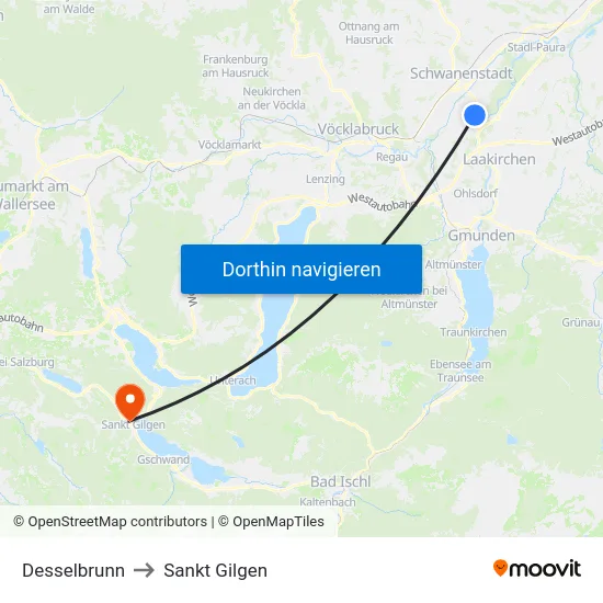 Desselbrunn to Sankt Gilgen map