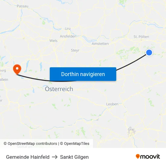 Gemeinde Hainfeld to Sankt Gilgen map