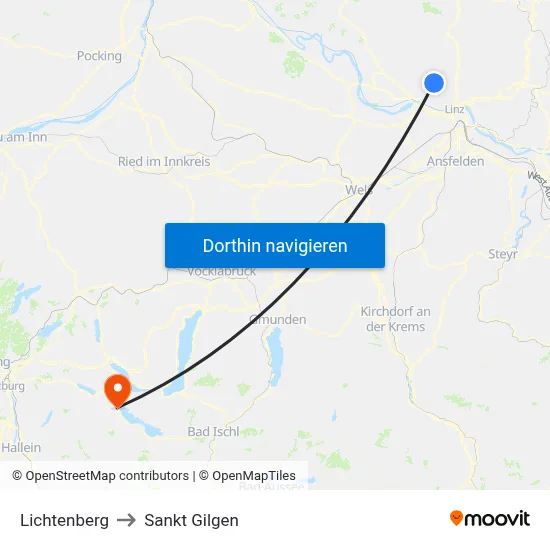 Lichtenberg to Sankt Gilgen map