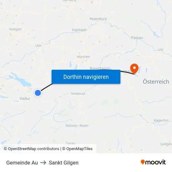 Gemeinde Au to Sankt Gilgen map