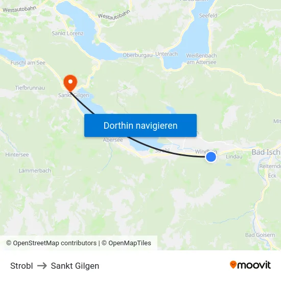 Strobl to Sankt Gilgen map