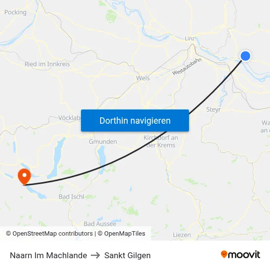 Naarn Im Machlande to Sankt Gilgen map