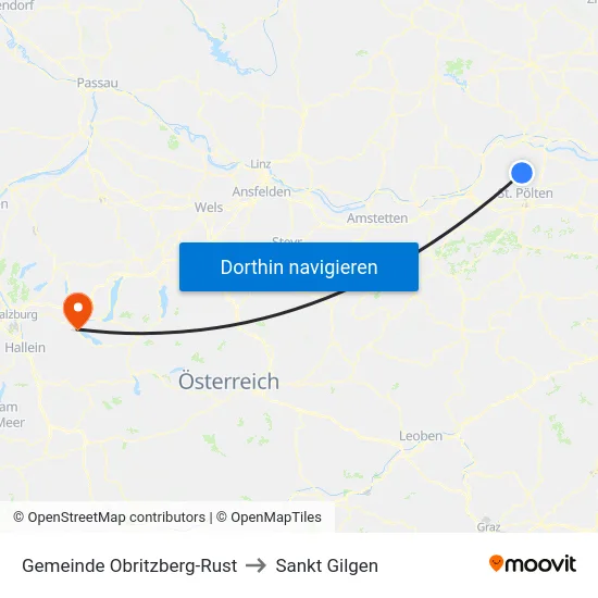 Gemeinde Obritzberg-Rust to Sankt Gilgen map