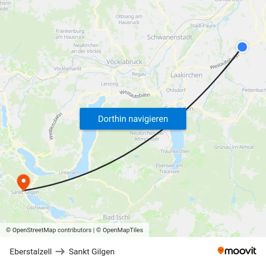 Eberstalzell to Sankt Gilgen map