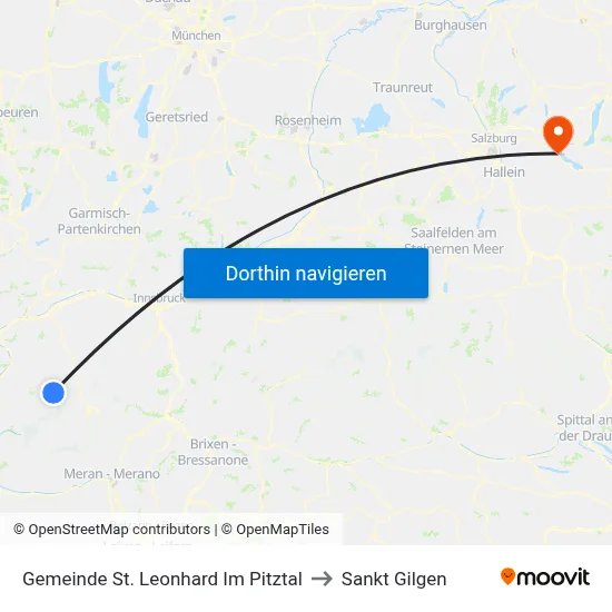 Gemeinde St. Leonhard Im Pitztal to Sankt Gilgen map