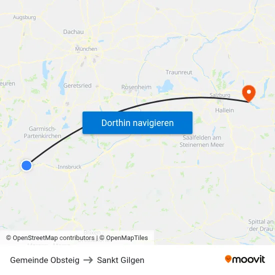 Gemeinde Obsteig to Sankt Gilgen map