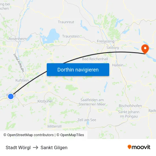 Stadt Wörgl to Sankt Gilgen map