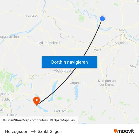 Herzogsdorf to Sankt Gilgen map