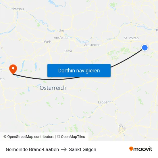 Gemeinde Brand-Laaben to Sankt Gilgen map