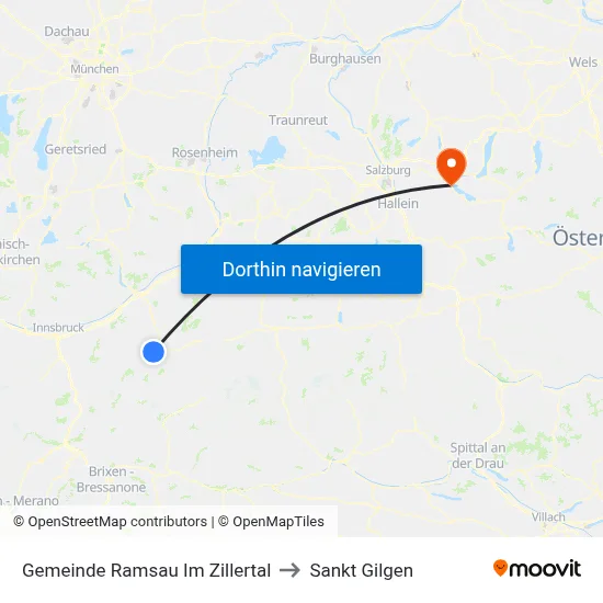 Gemeinde Ramsau Im Zillertal to Sankt Gilgen map