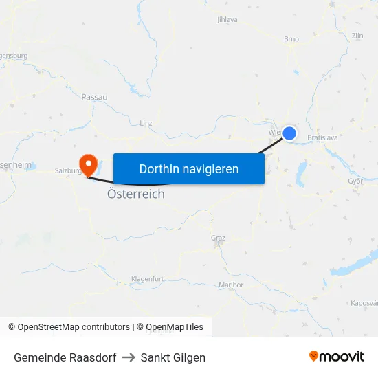 Gemeinde Raasdorf to Sankt Gilgen map