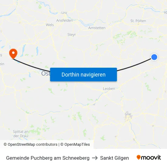 Gemeinde Puchberg am Schneeberg to Sankt Gilgen map