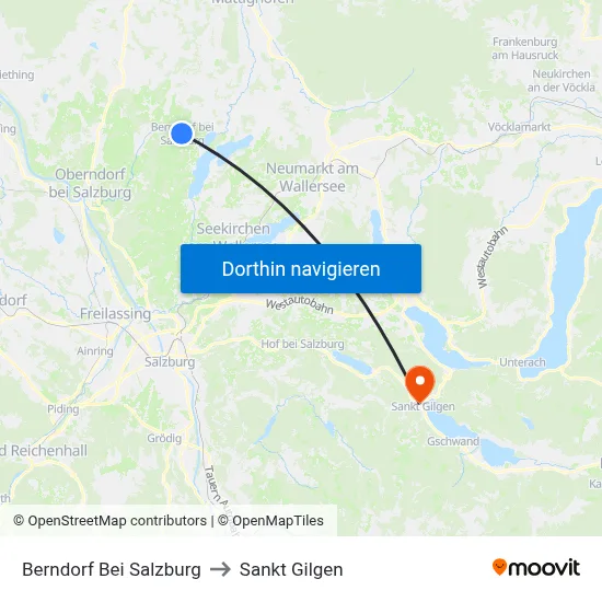 Berndorf Bei Salzburg to Sankt Gilgen map