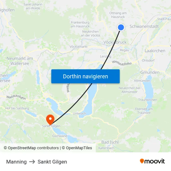 Manning to Sankt Gilgen map