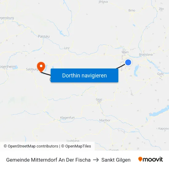 Gemeinde Mitterndorf An Der Fischa to Sankt Gilgen map