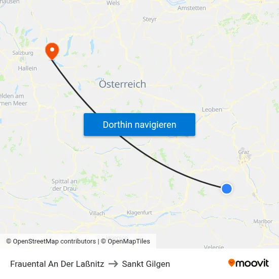 Frauental An Der Laßnitz to Sankt Gilgen map