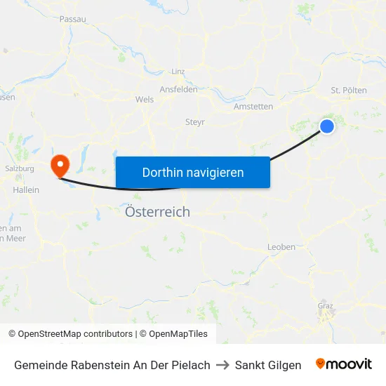 Gemeinde Rabenstein An Der Pielach to Sankt Gilgen map