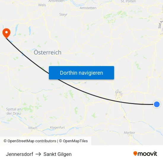 Jennersdorf to Sankt Gilgen map