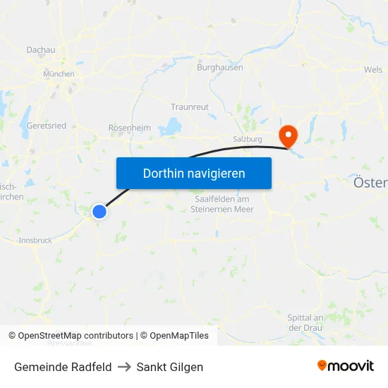 Gemeinde Radfeld to Sankt Gilgen map