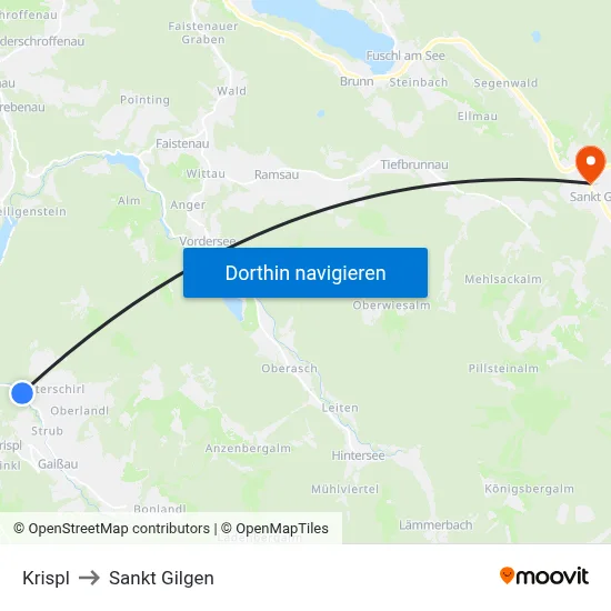 Krispl to Sankt Gilgen map