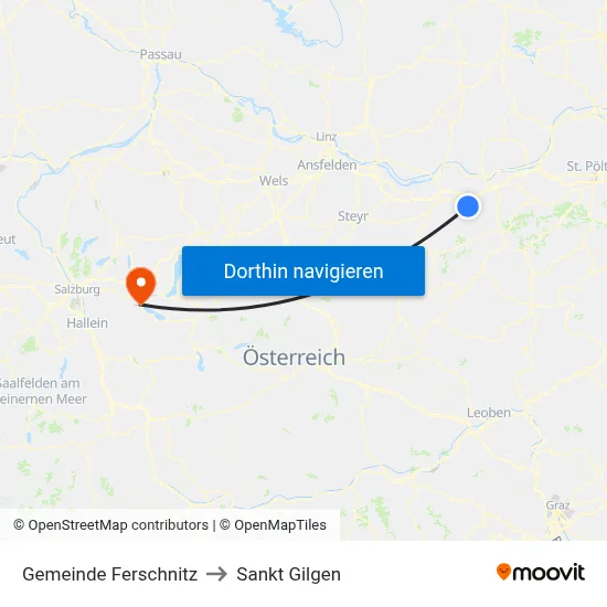 Gemeinde Ferschnitz to Sankt Gilgen map