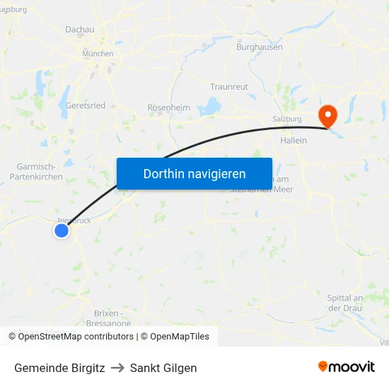 Gemeinde Birgitz to Sankt Gilgen map