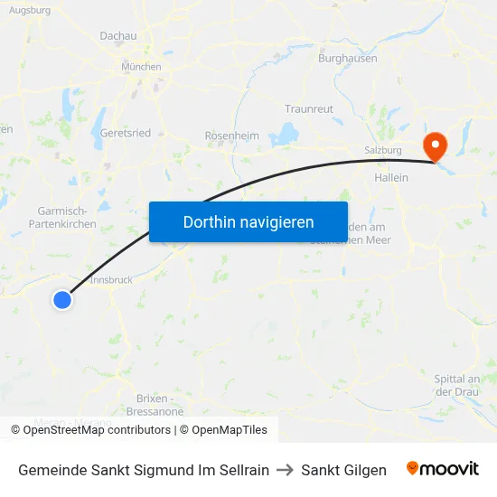Gemeinde Sankt Sigmund Im Sellrain to Sankt Gilgen map