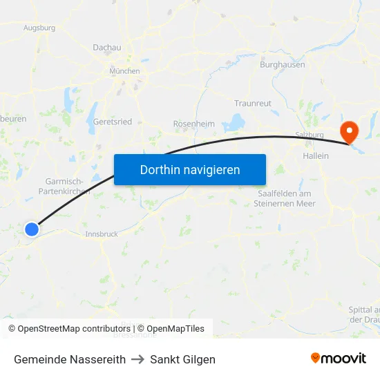 Gemeinde Nassereith to Sankt Gilgen map