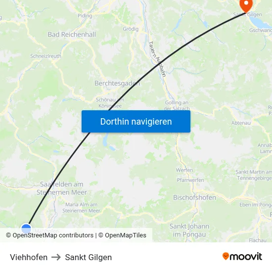 Viehhofen to Sankt Gilgen map