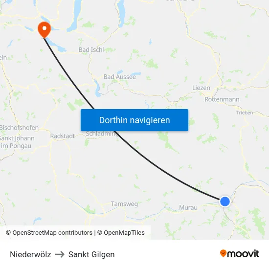 Niederwölz to Sankt Gilgen map