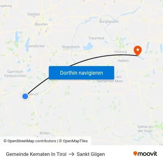Gemeinde Kematen In Tirol to Sankt Gilgen map